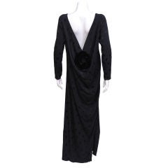Oscar De la Renta Black Silk Backless Gown