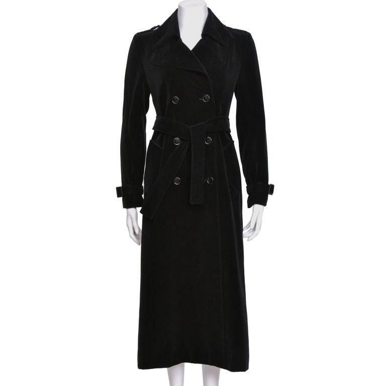 Black Velvet Trench Coat at 1stDibs