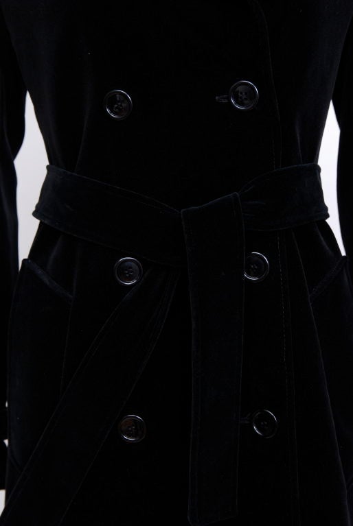 Women's Black Velvet Trench Coat