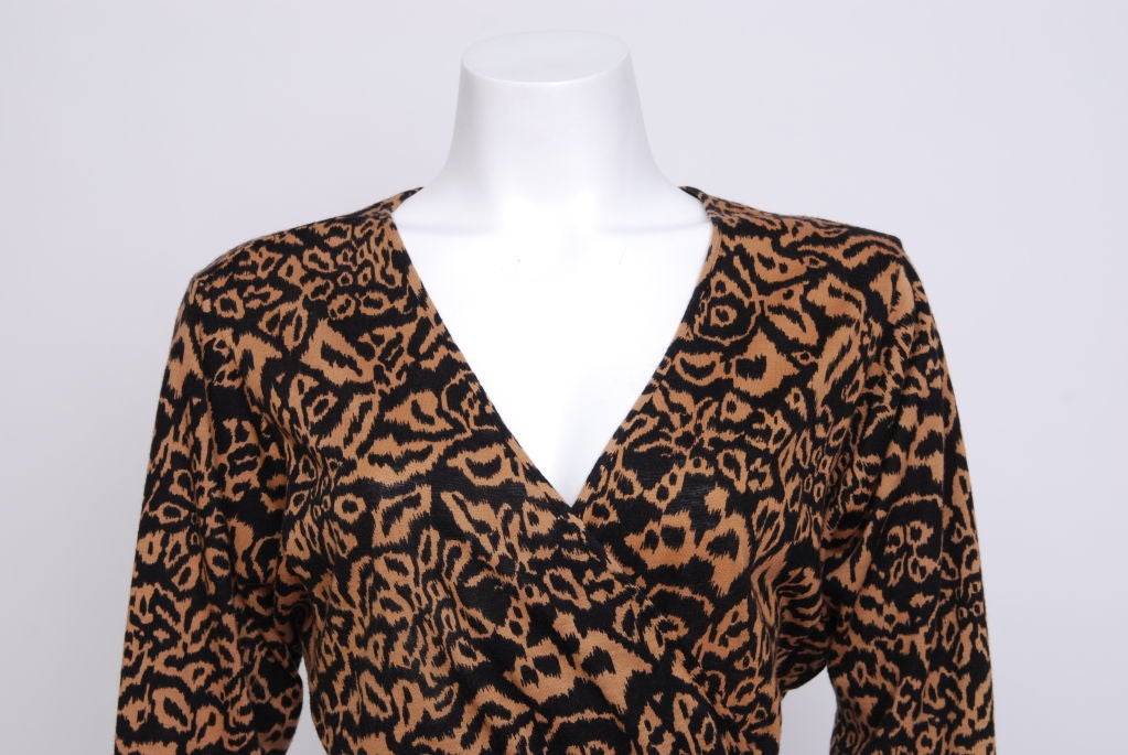 Black Diane Von Furstenberg Ikat Print Wrap Dress For Sale