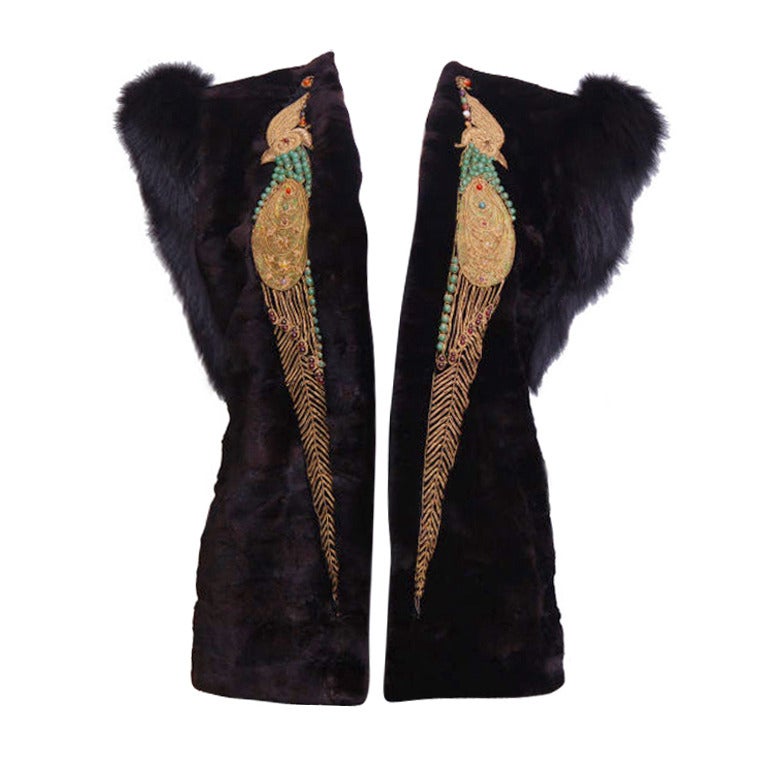 Revillon Sheared Mink Vest with Black Fox Trim