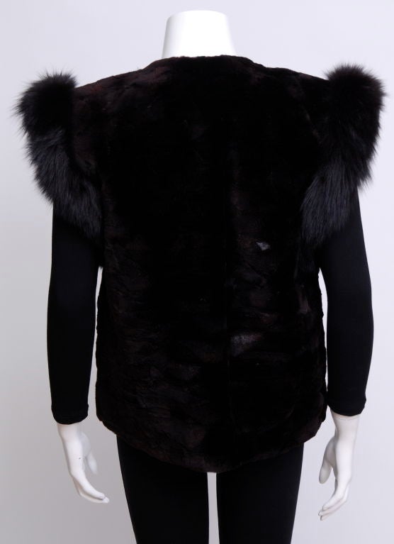 Revillon Sheared Mink Vest with Black Fox Trim 1