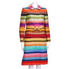 Donald Brooks Multi Color Striped Coat with Matching Belt