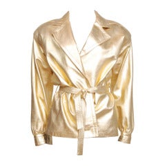 Retro YSL Metallic Gold Leather Jacket