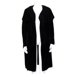 Velvet Long Sleeve Over Coat with Shawl Neckline