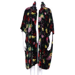 Vintage Silk Velvet Floral Opera Coat
