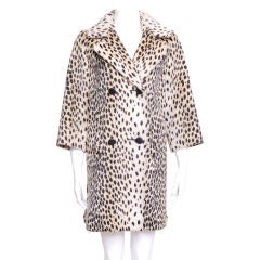 Faux Leopard 3/4 Length Coat With Matching Headband