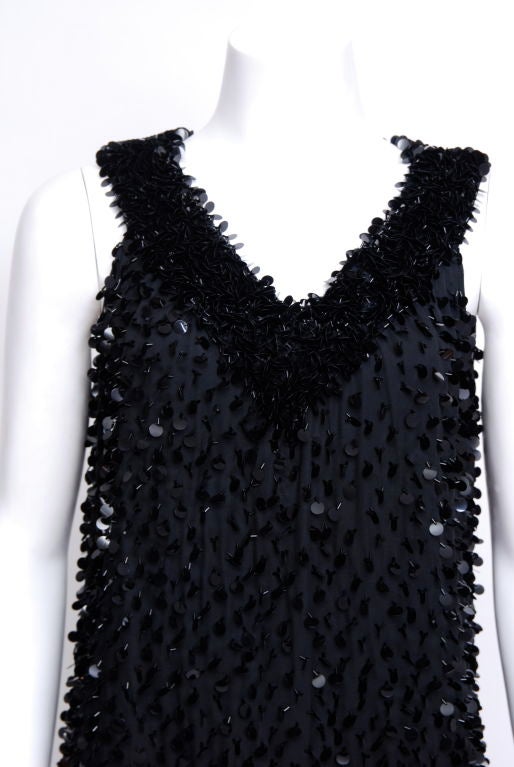 Women's Malcolm Starr Black Silk Paillette Cocktail Dress For Sale
