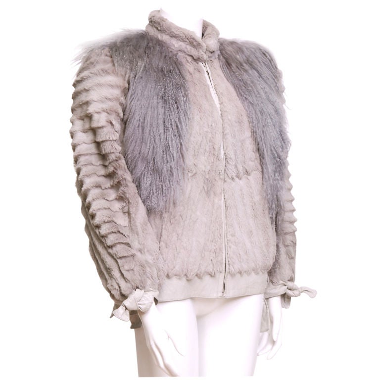 Adolfo Sheared Beaver and Mongolian Lamb Fur Jacket For Sale