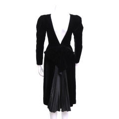 Lanvin Black Velvet V-Neck Back with Bow Cocktail Dress