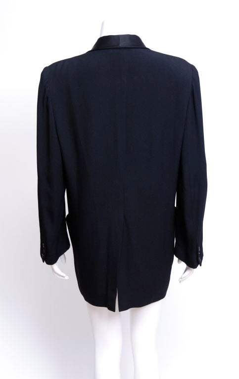 Late 70's silk tuxedo jacket in a slinky relaxed relaxed fit.