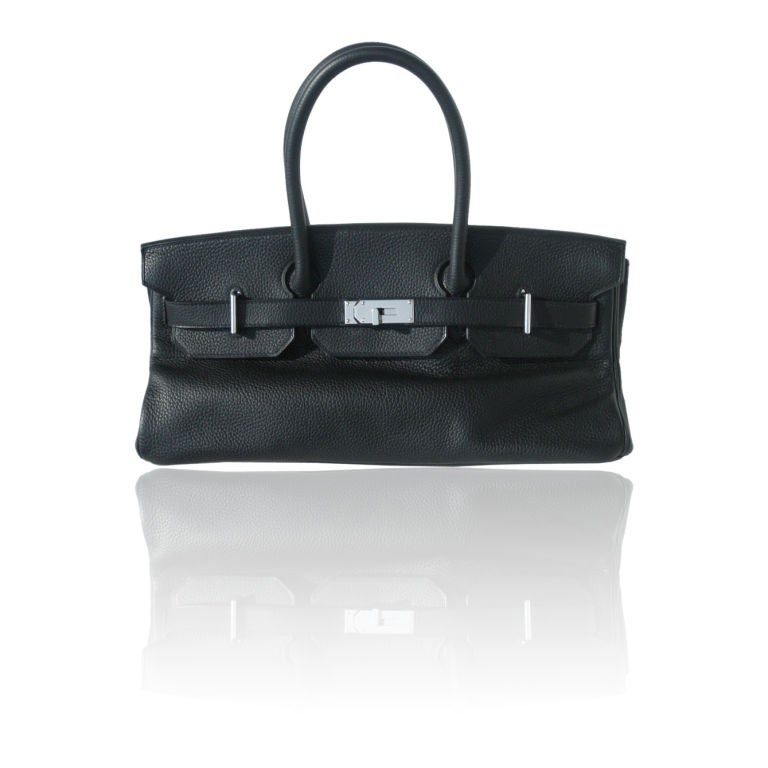 42cm Hermes Black Taurillon Clemence JPG Shoulder Birkin For Sale