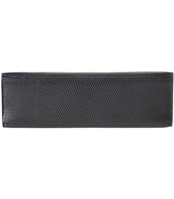 Women's Hermes Matte Black Lizard Kelly Pochette For Sale