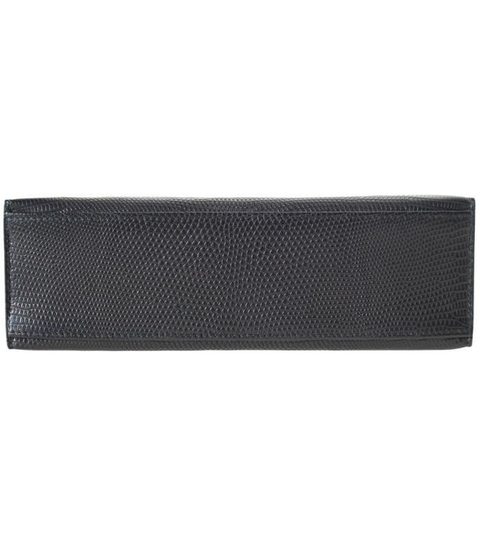 Hermes Matte Black Lizard Kelly Pochette For Sale at 1stDibs