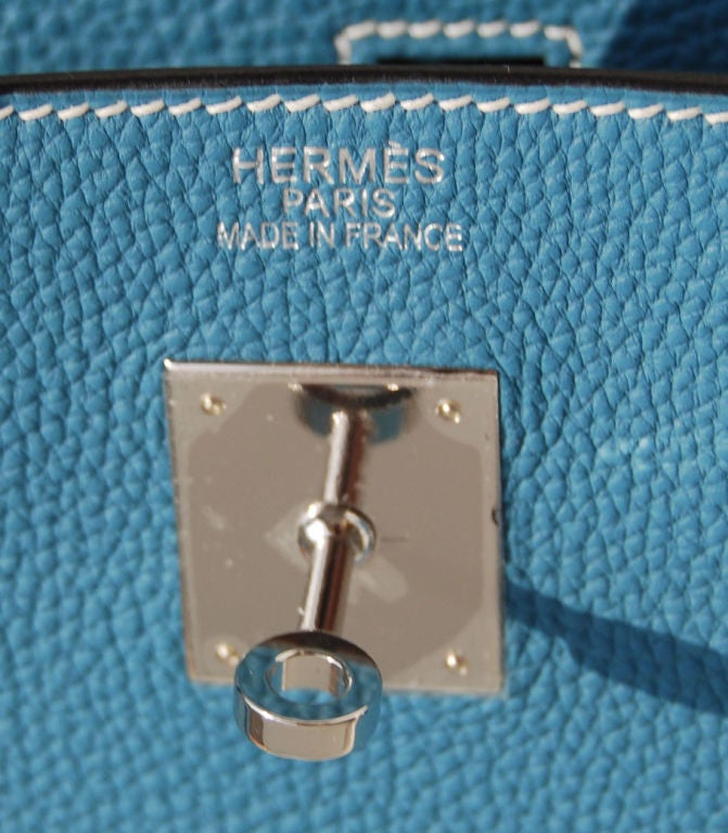 40cm Hermès Blue Jean Togo Birkin Palladium Hardware | L Stamp<br />
<br />
The bag measures 15.5