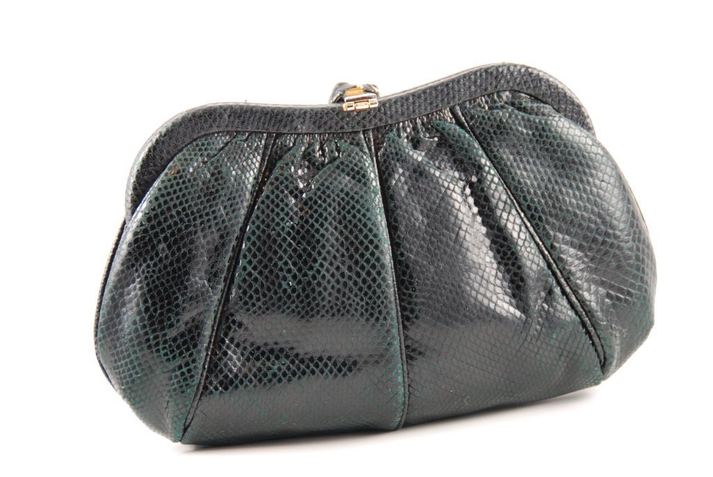Gray Leiber Black Karung Clutch with Stone Embellished Snail Clasp For Sale