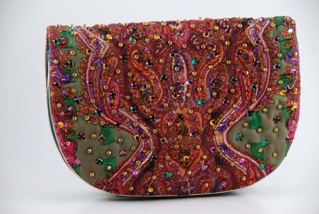 Leiber Paisley Silk & Rhinestone Evening Bag