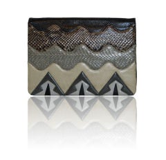 Vintage Grey Karung, Python & Leather Envelope Purse