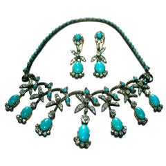 Victorian Persian Turquoise and Diamond Parure