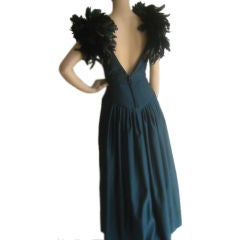 Victor Costa 1980's Coq Feather Accented Gown 2-4