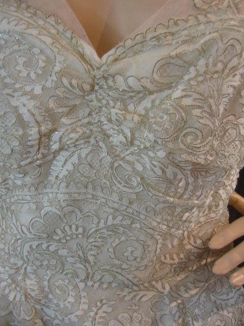 Women's Pierre Balmain Couture 50's Vintage Lace Wedding Gown Sz