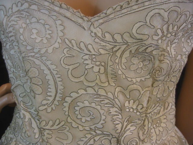 Pierre Balmain Couture 50's Vintage Lace Wedding Gown Sz 2