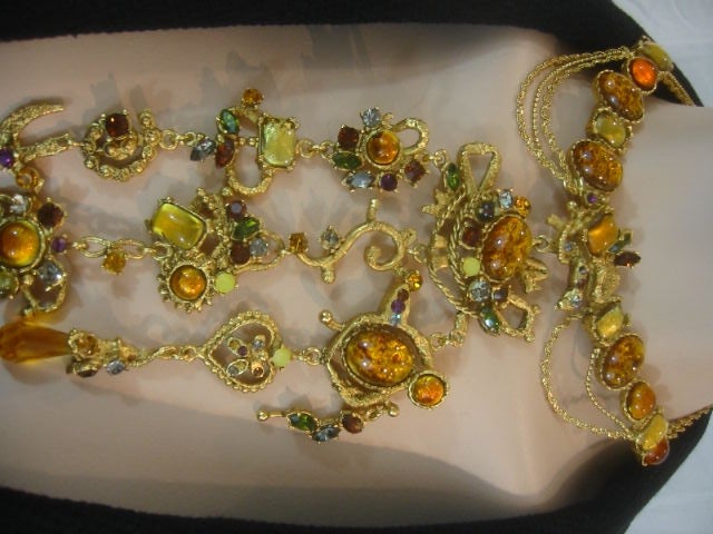 Christian Lacroix Vintage Crystal Jeweled Bib Necklace & Earring 4