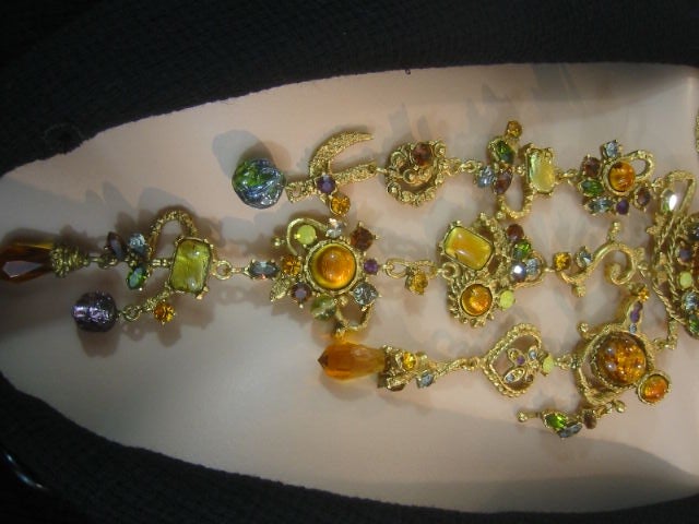 Christian Lacroix Vintage Crystal Jeweled Bib Necklace & Earring 5