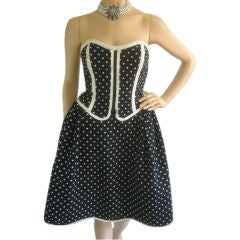 GEOFFREY BEENE Vintage Polka Dot Strapless Dress Sz 4-6