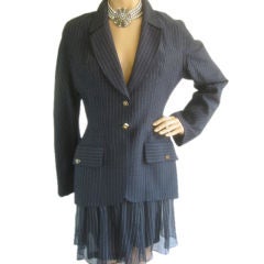 THIERRY MUGLER Pin Stripe Skirt Suit Sz 4-6 (38 fr)