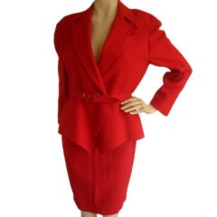 THIERRY MUGLER Sexy Red Skirt Suit Sz 6- 8 (38 fr)