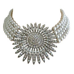 Vintage R. Serbin Gray Starburst Necklace 1980's
