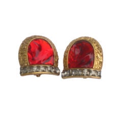 YVES SAINT LAURENT Vintage Poured Glass Clip Earrings 1970
s