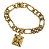 Tiffany Paris 18K Link Bracelet with Sapphire Locket