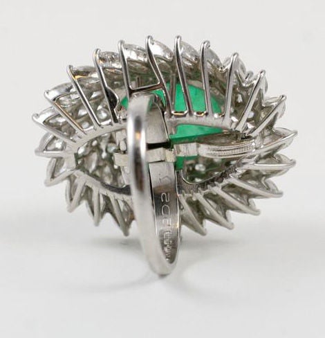 Diamond Emerald Platinum Ring/Pendant For Sale 1