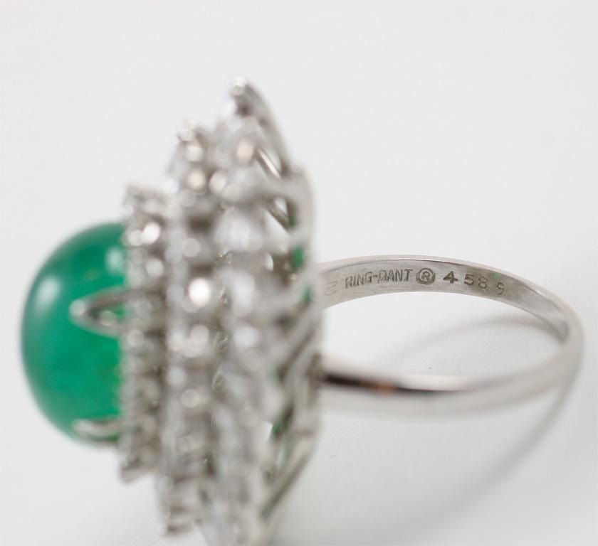 Diamond Emerald Platinum Ring/Pendant For Sale 2