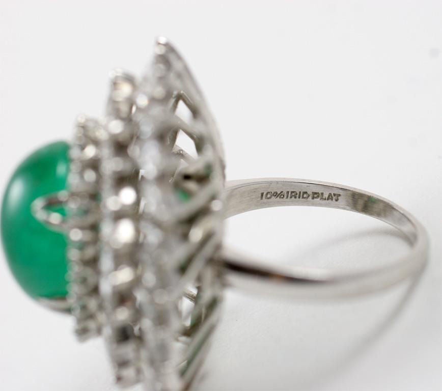 Diamond Emerald Platinum Ring/Pendant For Sale 3