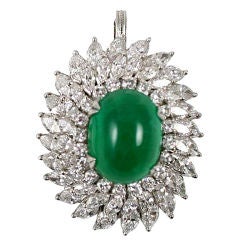 Diamond Emerald Platinum Ring/Pendant