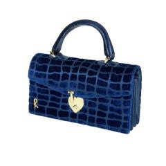 Roberta di Camerino Blue Reptile Patterned Velvet Handbag