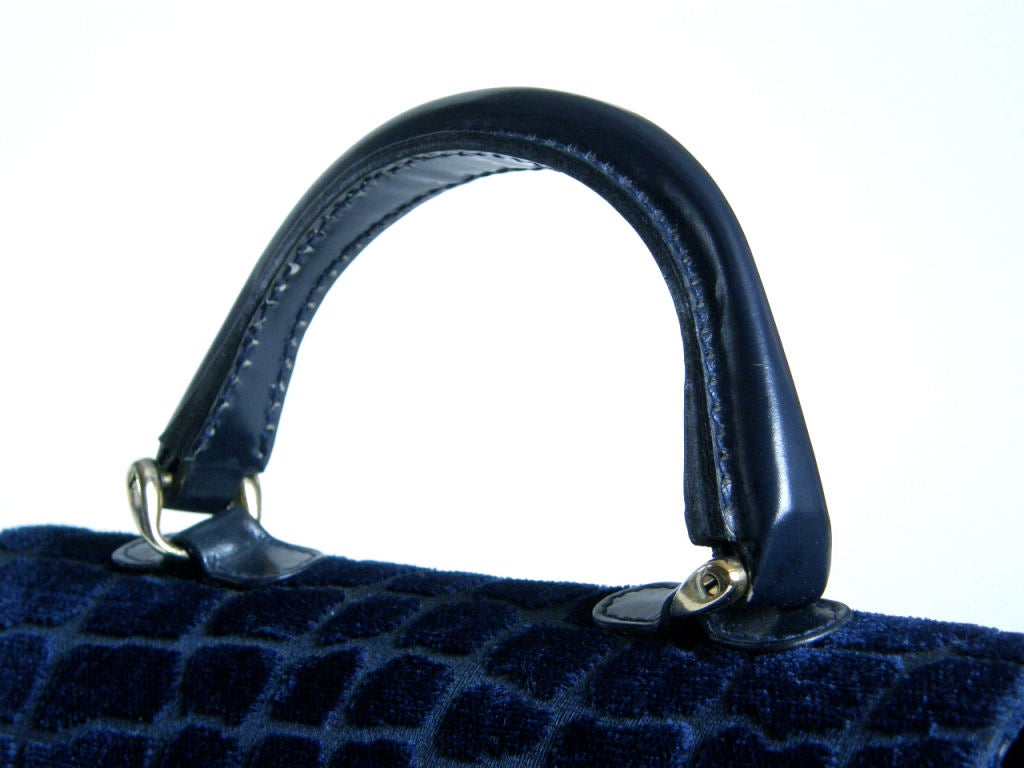 Roberta di Camerino Blue Reptile Patterned Velvet Handbag 2