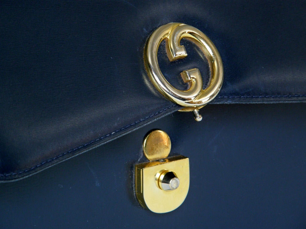 Navy Gucci Handbag with Double 