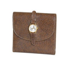 Used Gucci Pigskin Wallet with Attached Watch