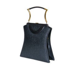 Shapely Textured Leather Handbag by Holiday 7