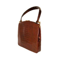 Brown Alligator Handbag by Koret
