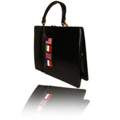 Rare Black Kelly Bag with Enameled Flags