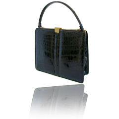 Black  Crocodile Kelly Style Bag