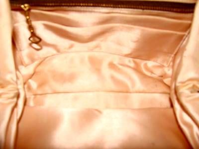 Gold Leather Ruched Double Handle Evening Bag by Holzman 1