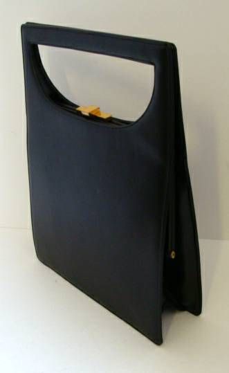Women's Architectural Sculptural Handbag in Black Calf For Sale