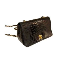 Rare Black Alligator Shoulder Bag by Chanel