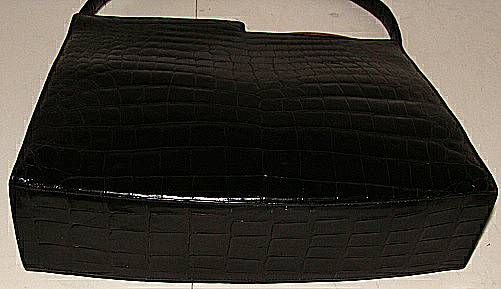 Black Large Centerskin Crocodile Purse  Handbag